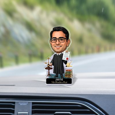 Personalized Lawyer & Judge Bobblehead Caricature Custom Acrylic Desktop Décor for Judge & Law Graduates  Unique Office Gift for Legal Professionals Battery Powered Moving Head